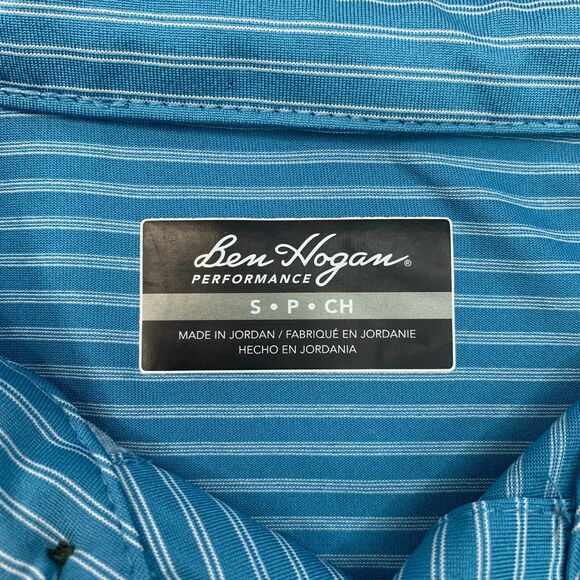 Ben Hogan Polo Shirt Mens S Small Niagra Blue Striped Performance Golf - Picture 6 of 11